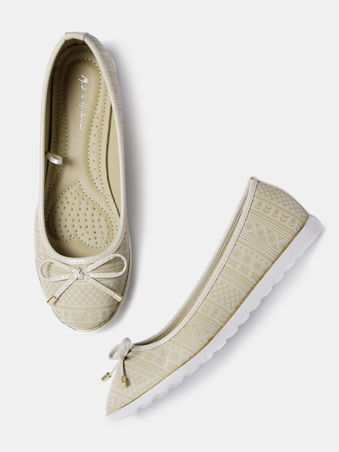 Buy Mast & Harbour Women Beige Patterned Flats Flats for Women