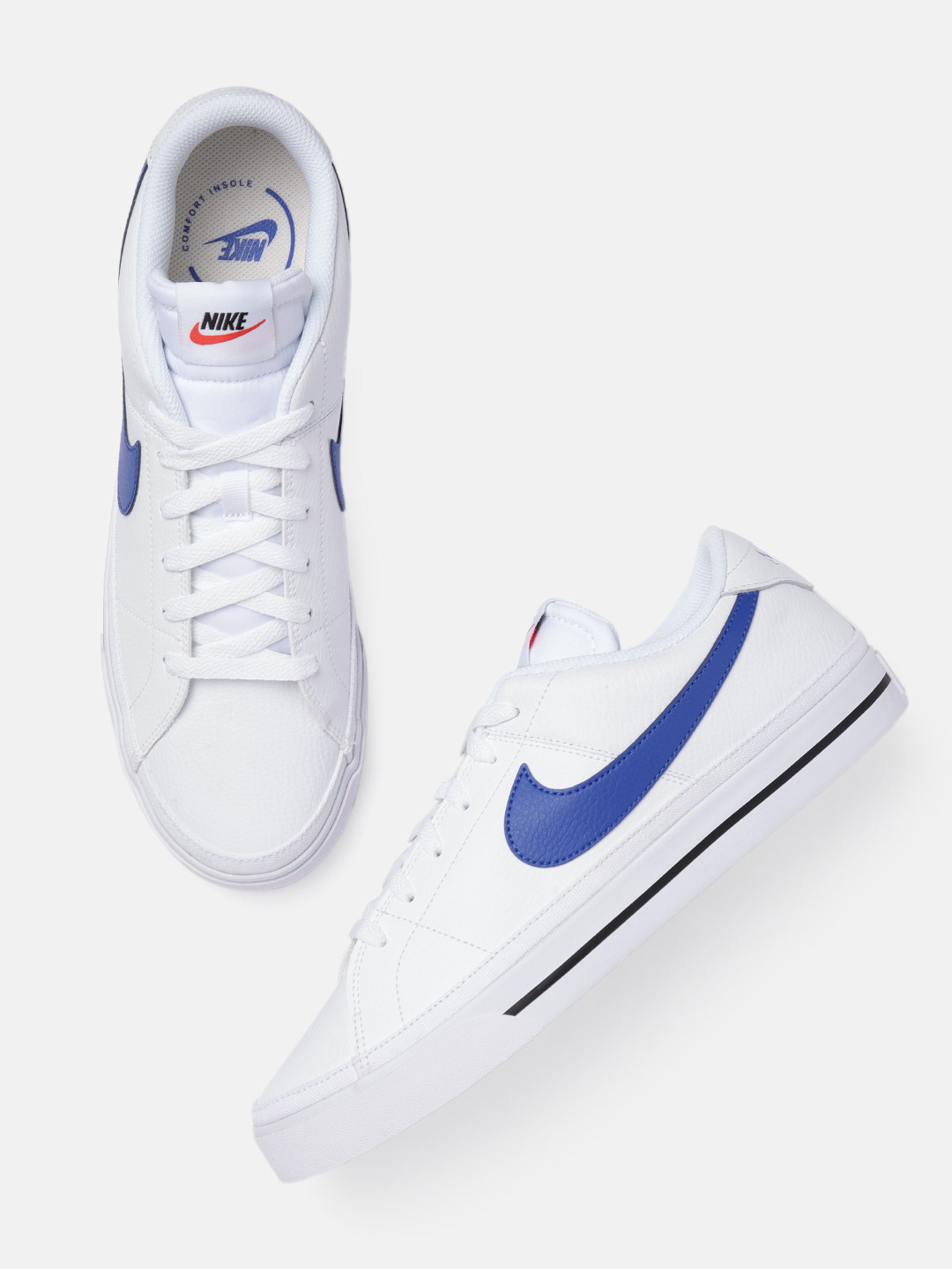 Buy Nike Men White Solid Court Legacy Leather Regular Sneakers Casual