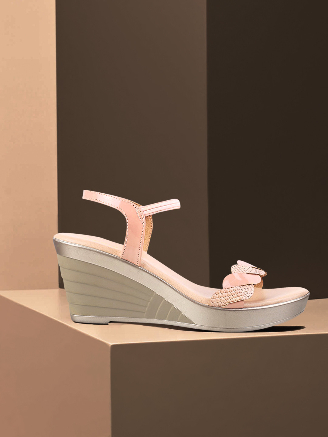 Buy Mochi Peach Coloured Wedge Sandals Heels for Women 16047604 Myntra