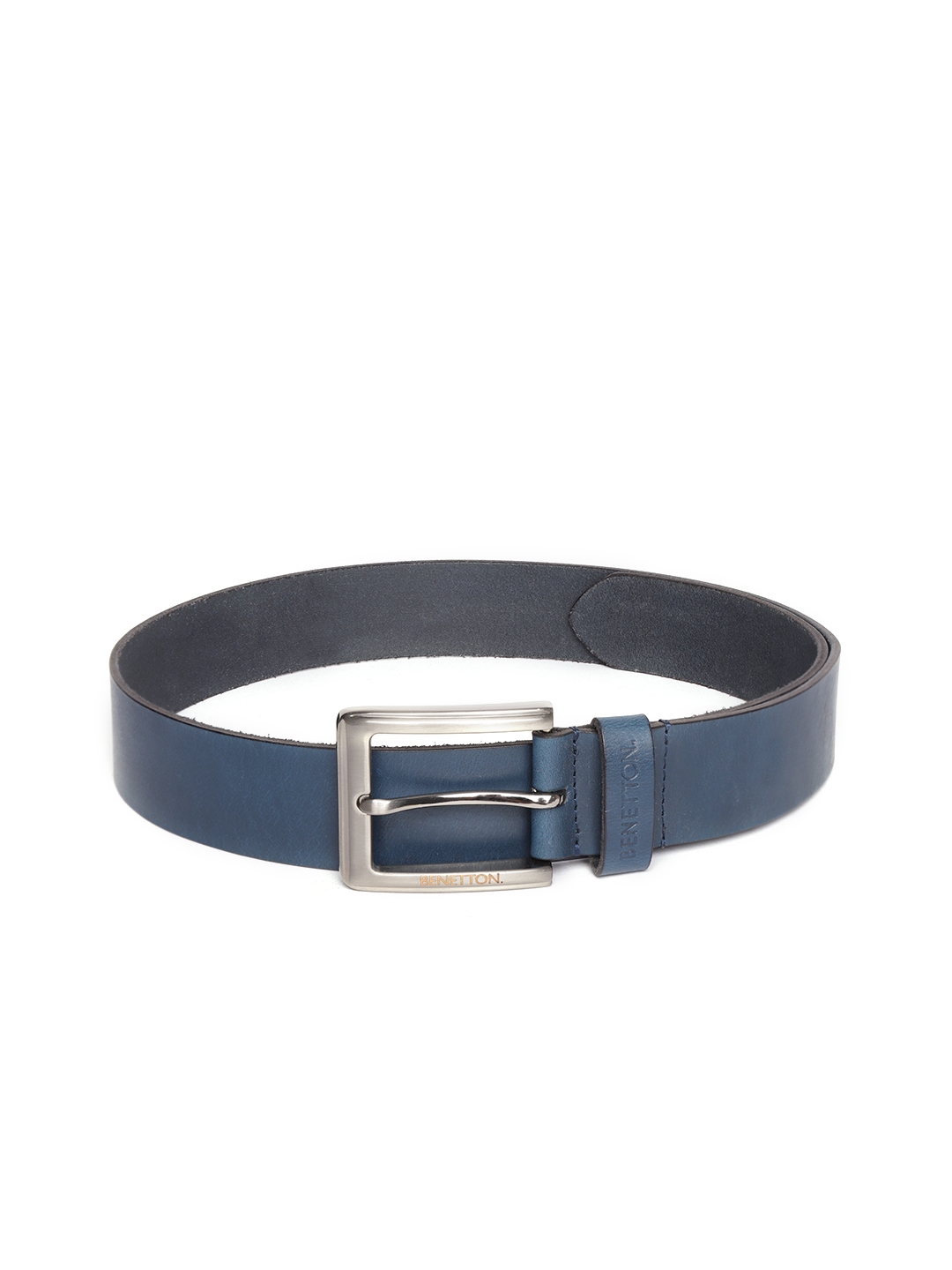 Buy United Colors Of Benetton Men Navy Blue Leather Belt - Belts for ...
