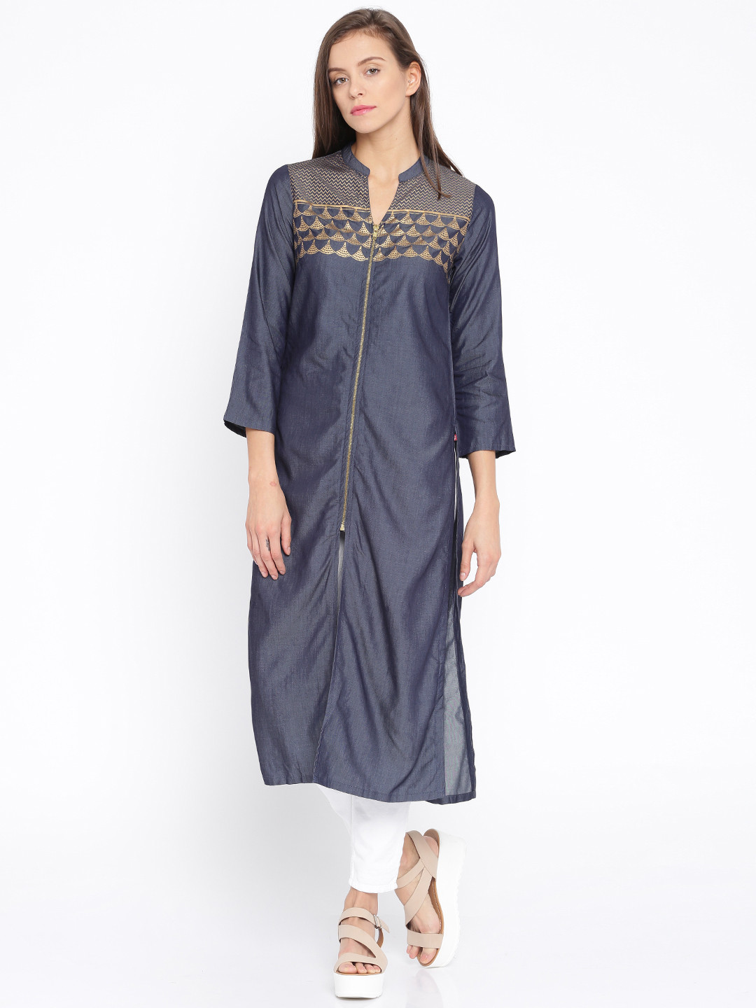Buy Biba Navy Blue Denim Kurta Kurtas for Women 1604794 Myntra