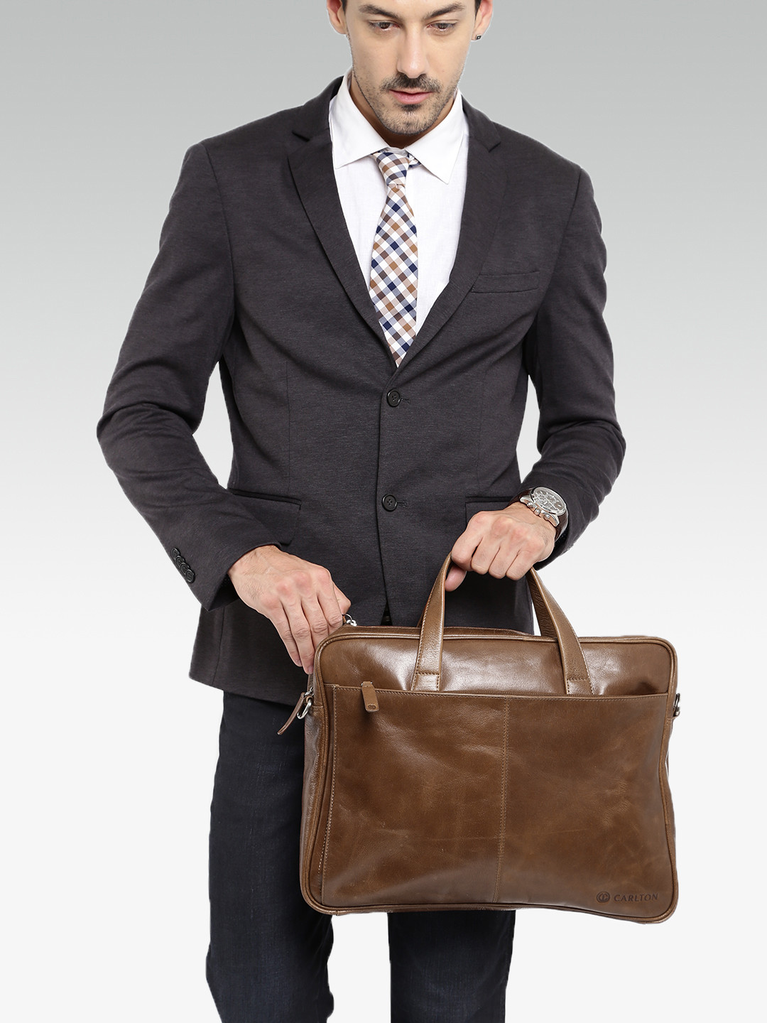 Buy CARLTON Unisex Tan Brown SG Leather Laptop Bag Laptop Bag for Unisex 1604936 Myntra