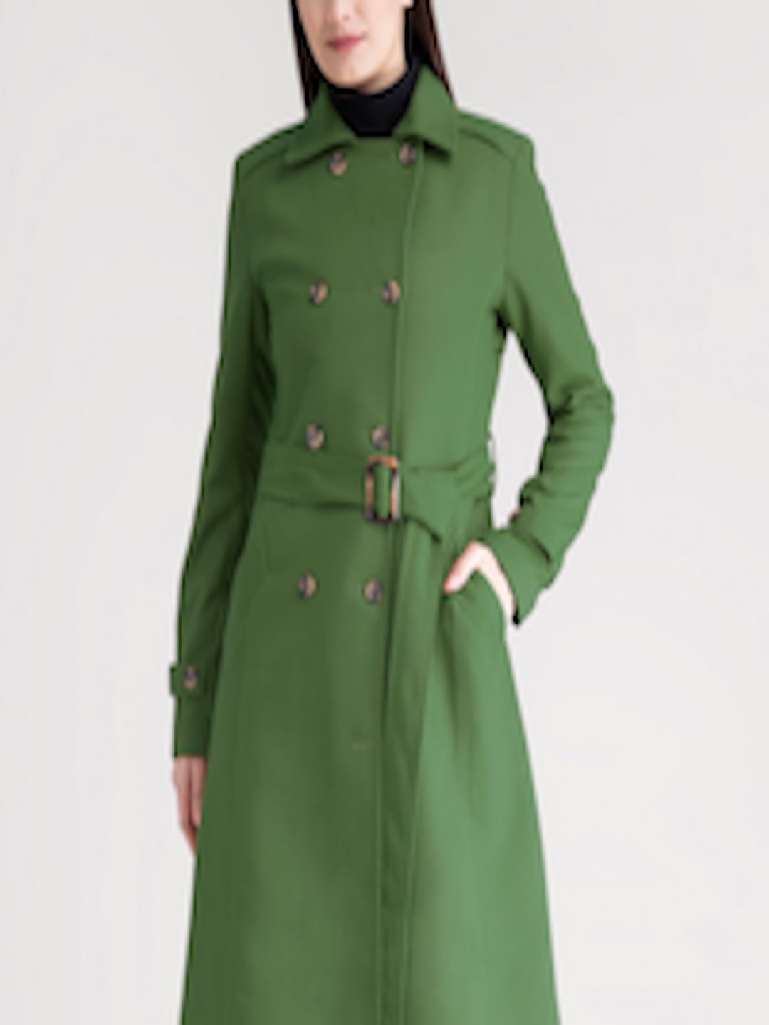 Buy FableStreet Women Olive Trench Coat - Coats for Women 16051500 | Myntra
