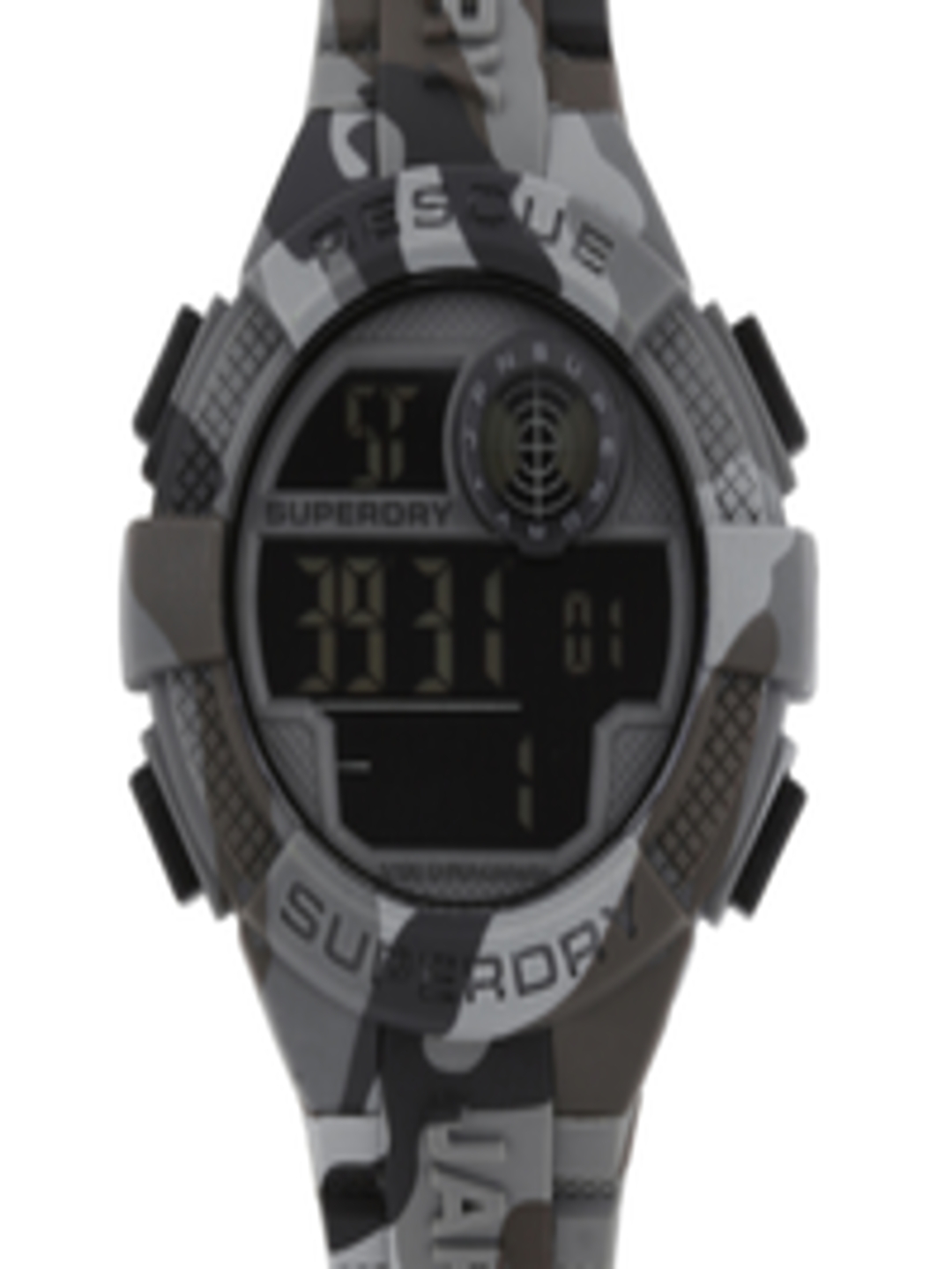 Buy Superdry Men Grey Camouflage Print Chronograph Digital Watch ...