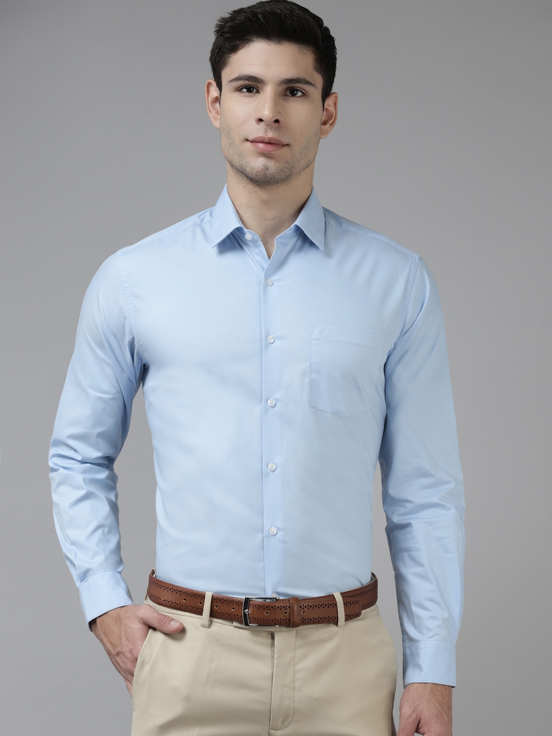 Buy Arrow Men Blue Solid Pure Cotton Slim Fit Casual Shirt - Shirts for ...