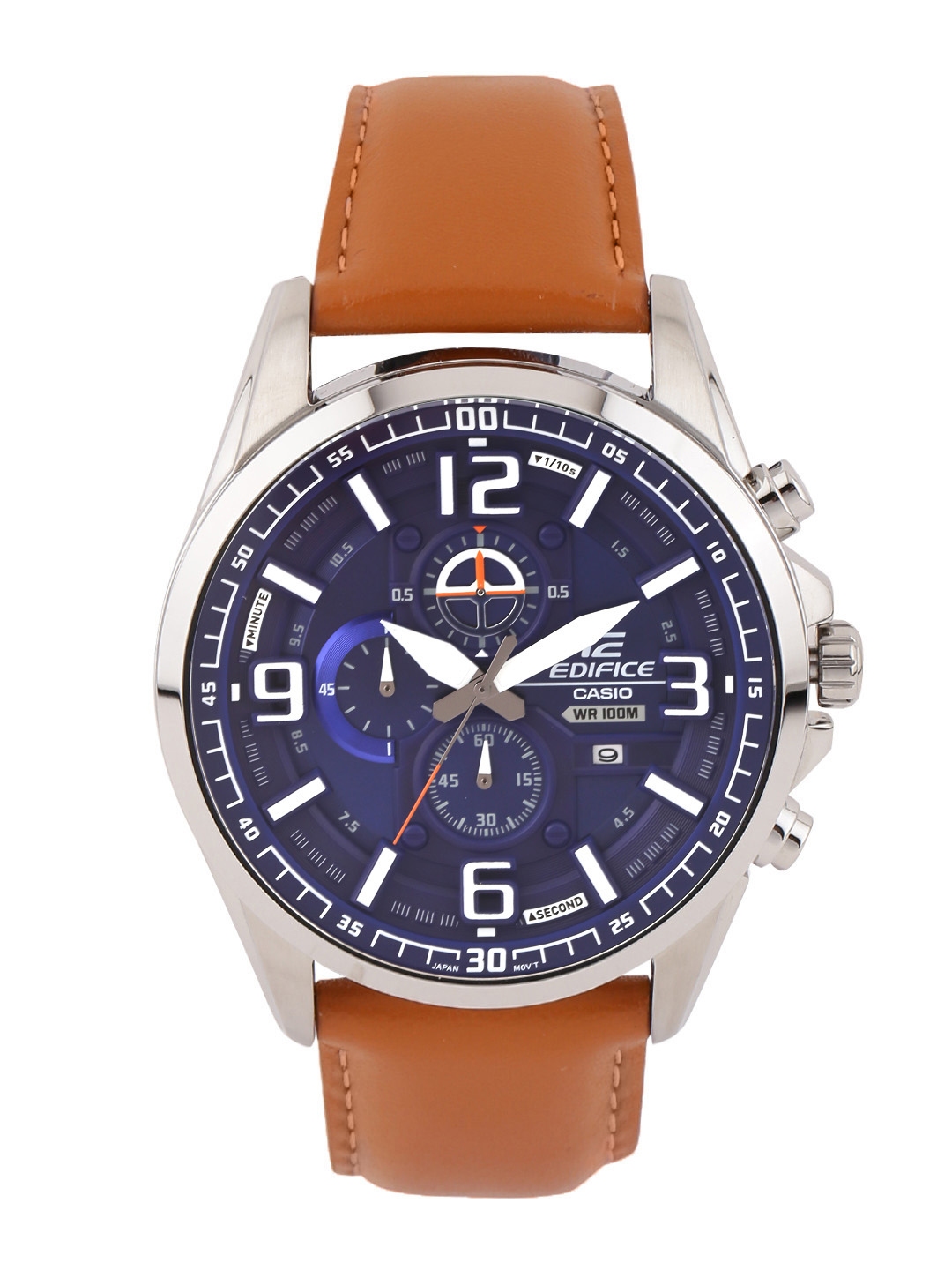 casio edifice blue leather strap watch