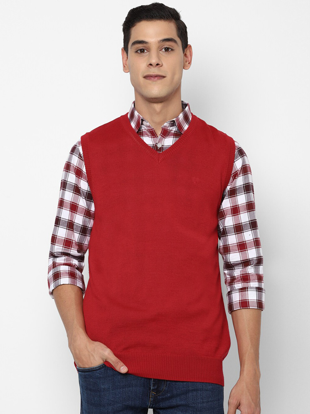 Buy Allen Solly Men Red Sweater Vest Sweaters for Men 16057944 Myntra