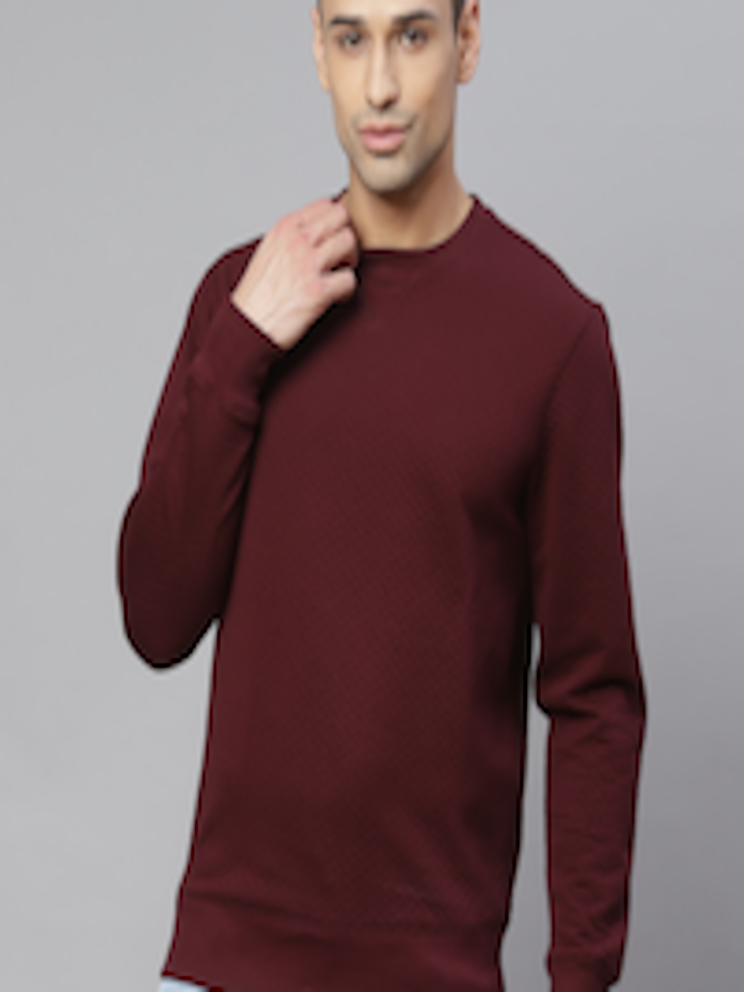 Buy Marks & Spencer Men Burgundy Checked Sweatshirt - Sweatshirts for ...