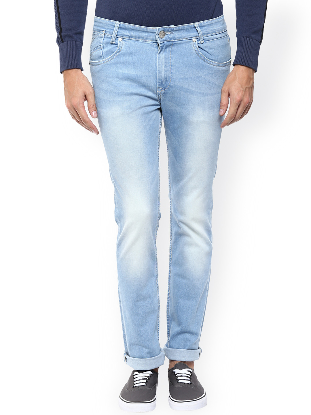 Buy Mufti Men Blue Straight Fit Mid Rise Clean Look Jeans Jeans for