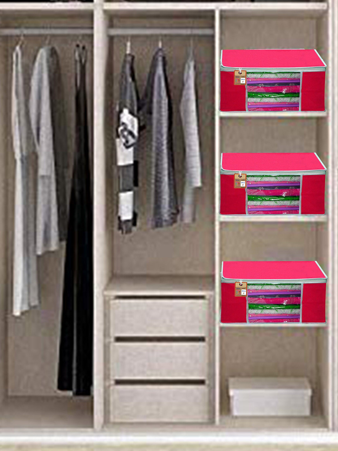 Lifewit 4 Pezzi Scatole per Vestiti Trasparente 60L, Organizer Armadio
