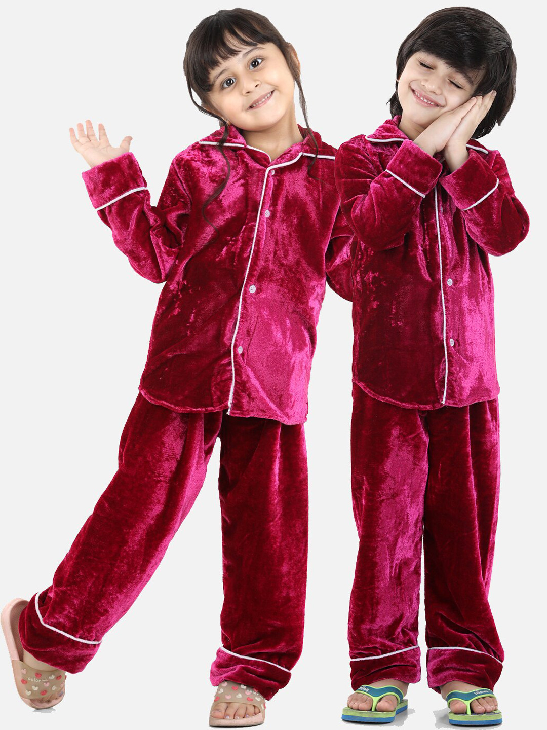 Buy BownBee Kids Pink Velvet Night Suit Night Suits for Unisex Kids