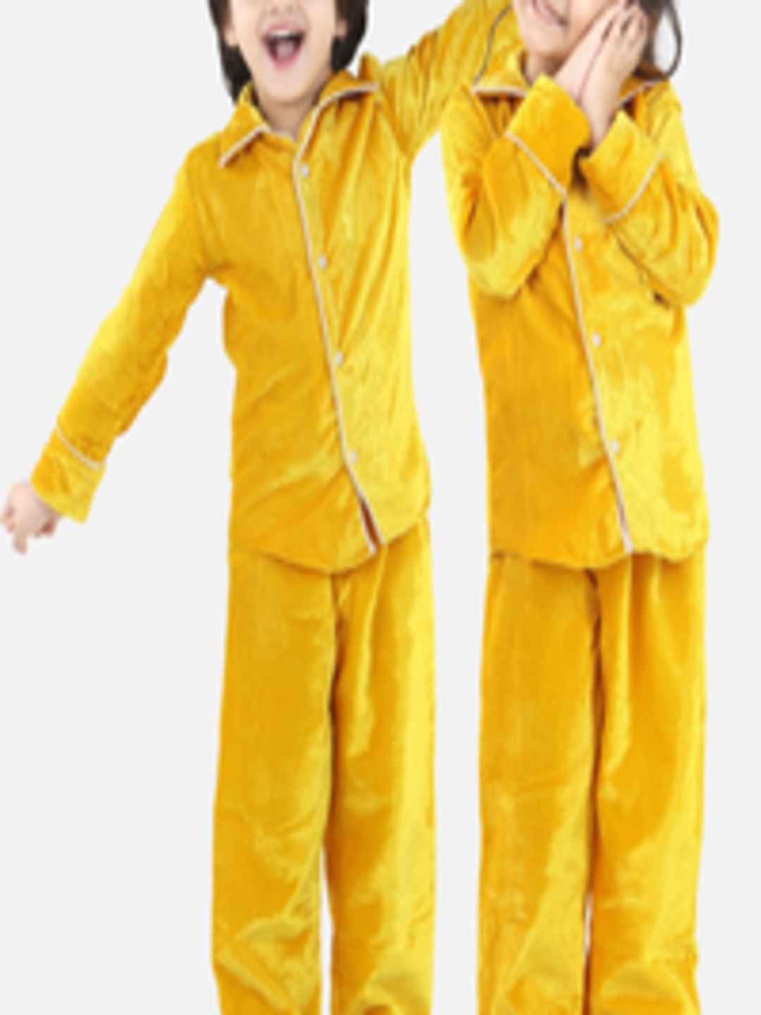 Buy BownBee Kids Yellow Velvet Night Suit - Night Suits for Unisex Kids ...