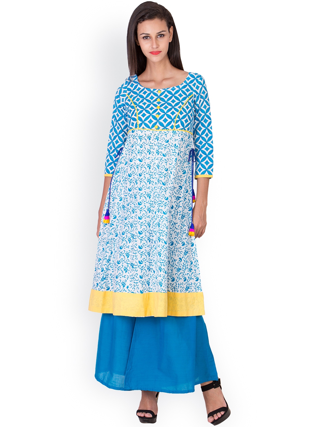 Buy Aamii Women Blue Printed A Line Kurta - Kurtas for Women 1606586 ...