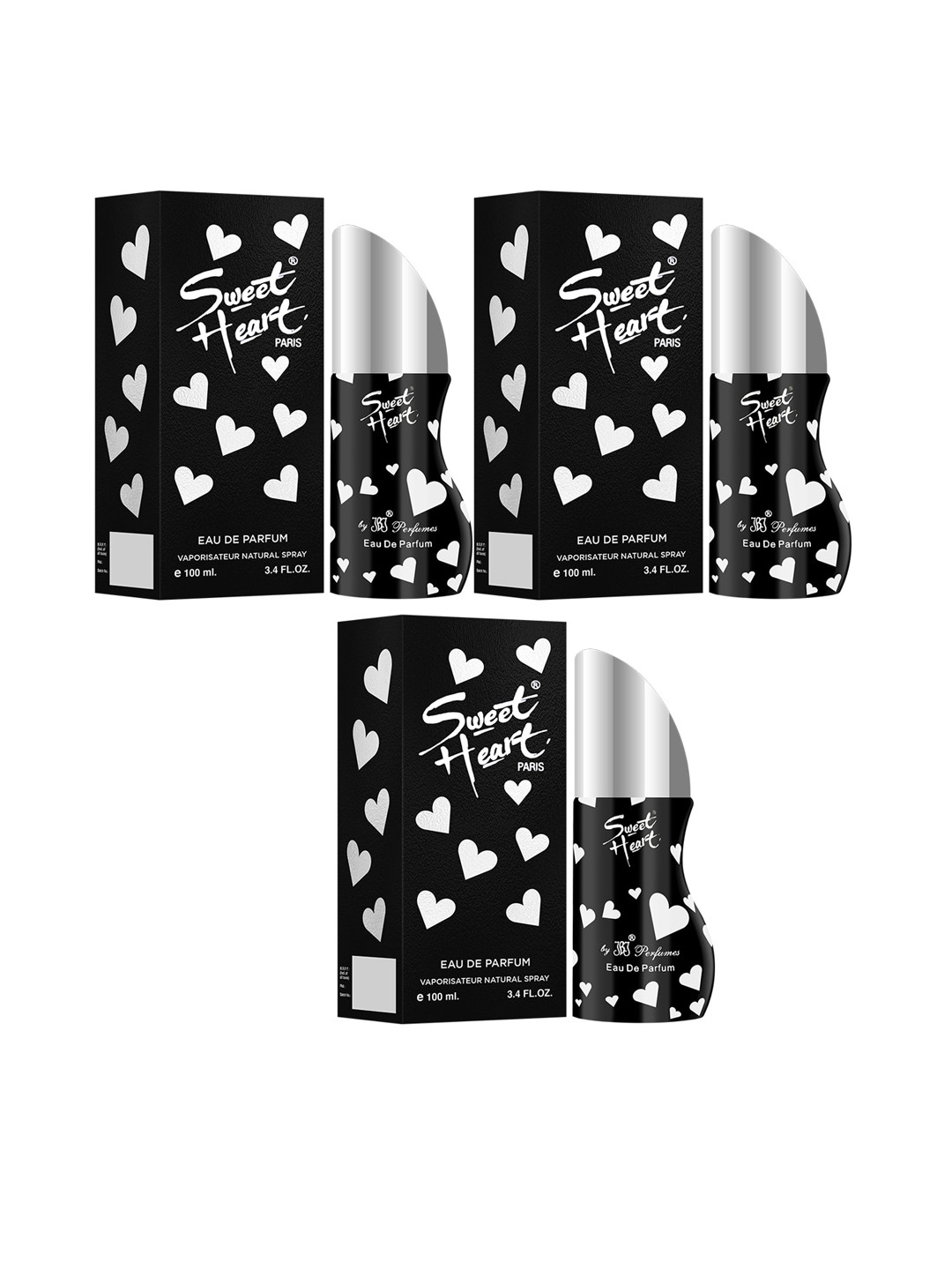 Buy Sweetheart Pack Of 3 Black Long Lasting Imported Eau De Perfume 100 Ml Perfume And Body