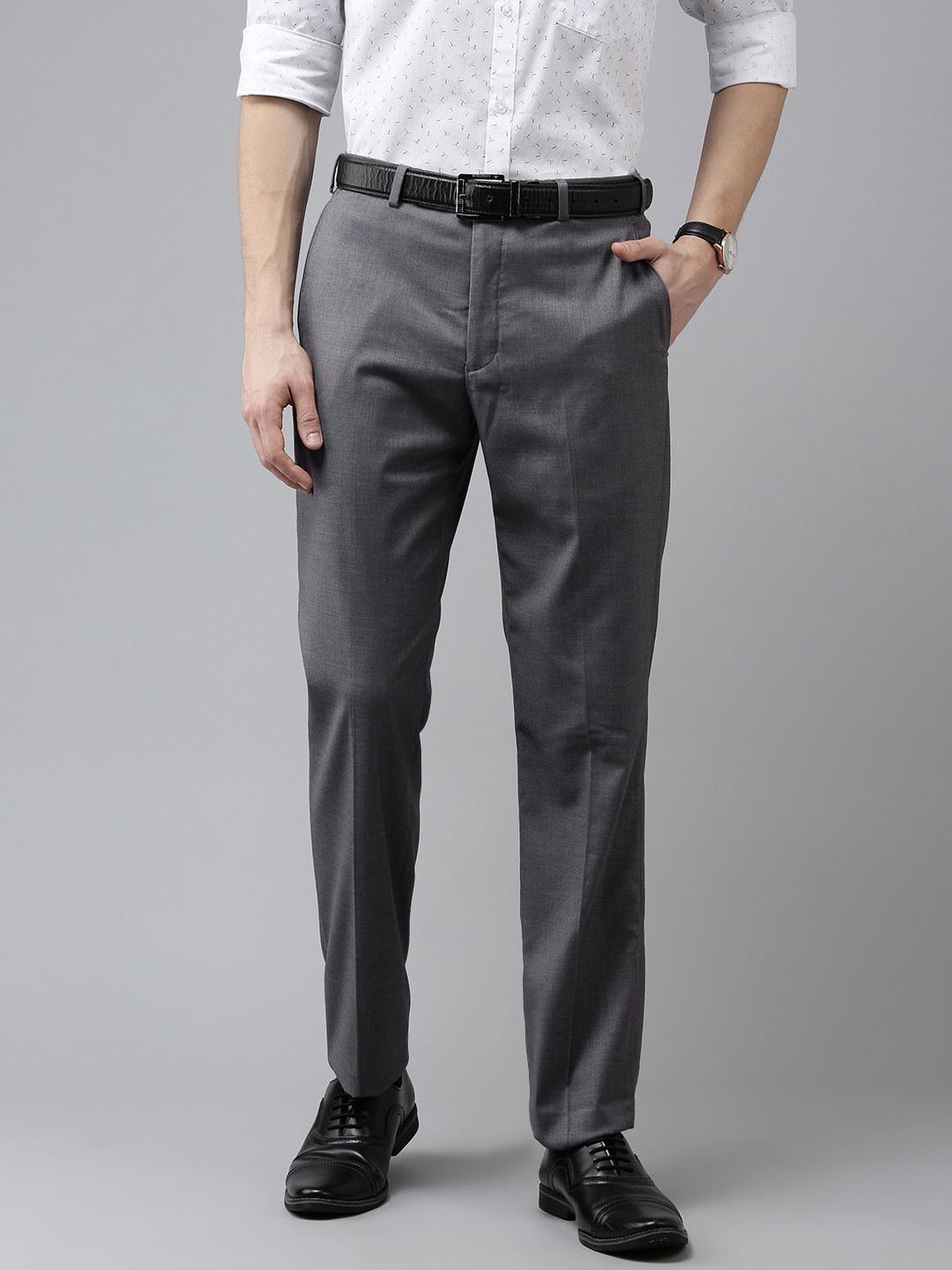 Buy Park Avenue Men Grey Smart Fit Trousers - Trousers for Men 16066364 ...
