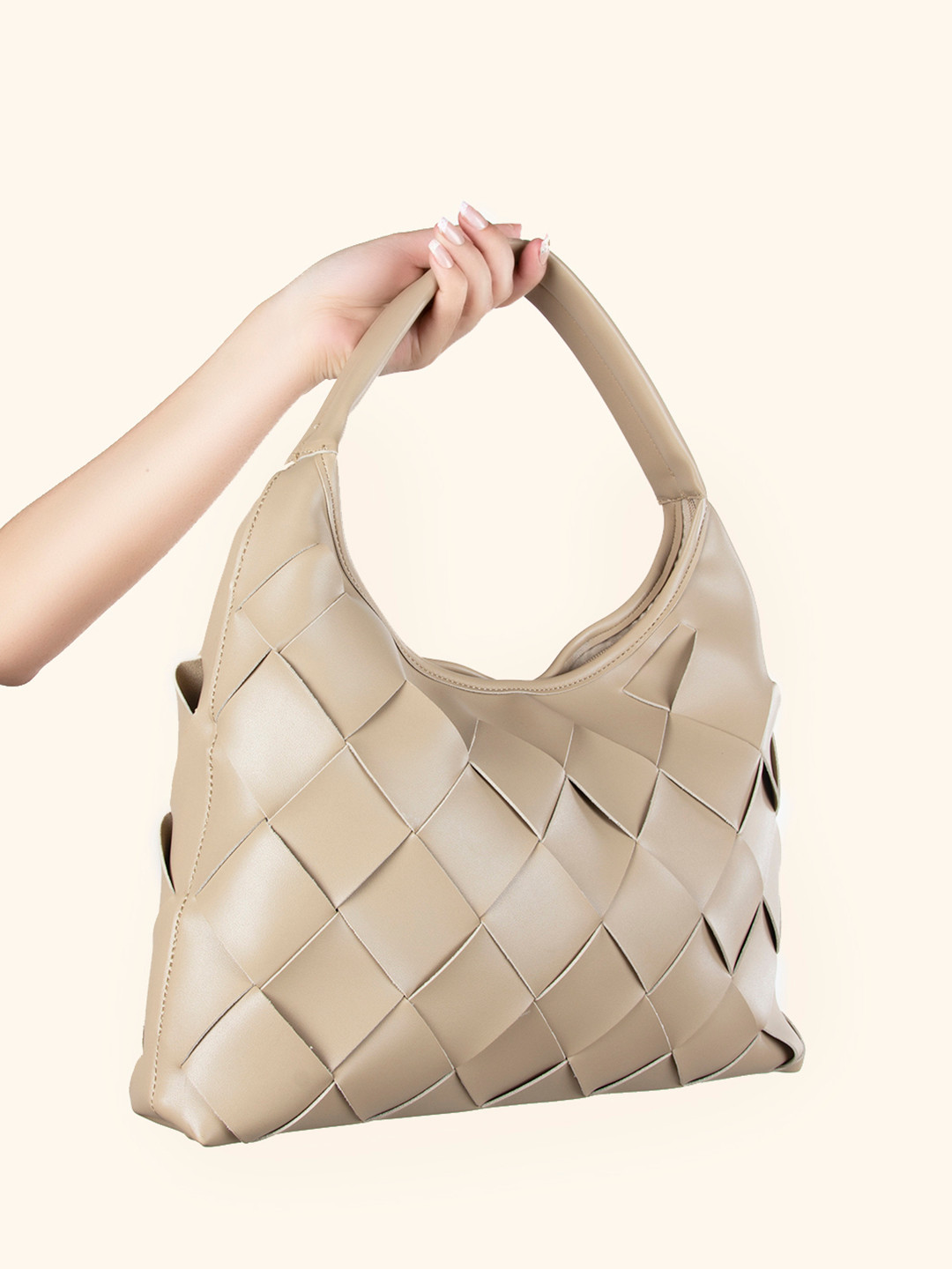 Buy Kazo Beige Textured PU Structured Hobo Bag Handbags for Women 16067962 Myntra