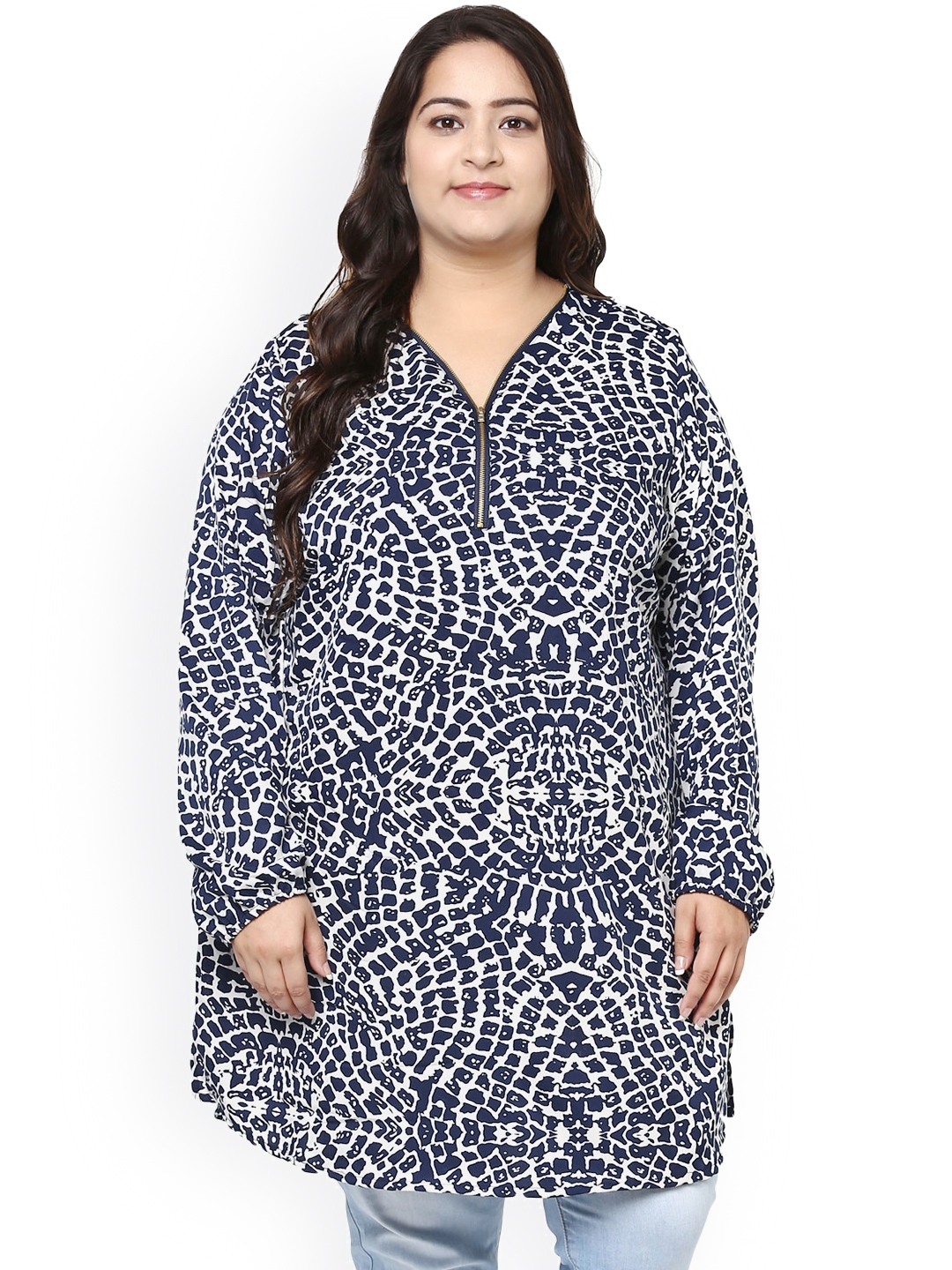 Buy Pluss Women Navy Blue Printed Top Tops For Women 1607026 Myntra 5593