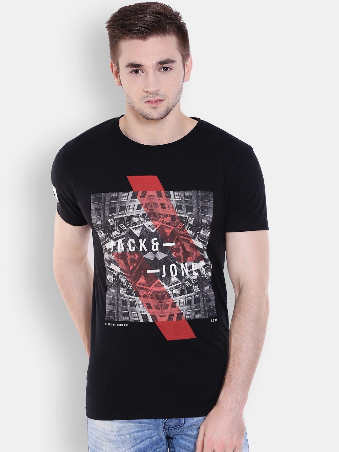 Buy Jack & Jones Men Black Printed T Shirt - Tshirts for Men 1607059 ...
