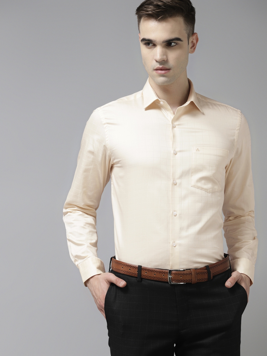 Buy Arrow Men Yellow Pure Cotton Slim Fit Formal Shirt - Shirts for Men ...