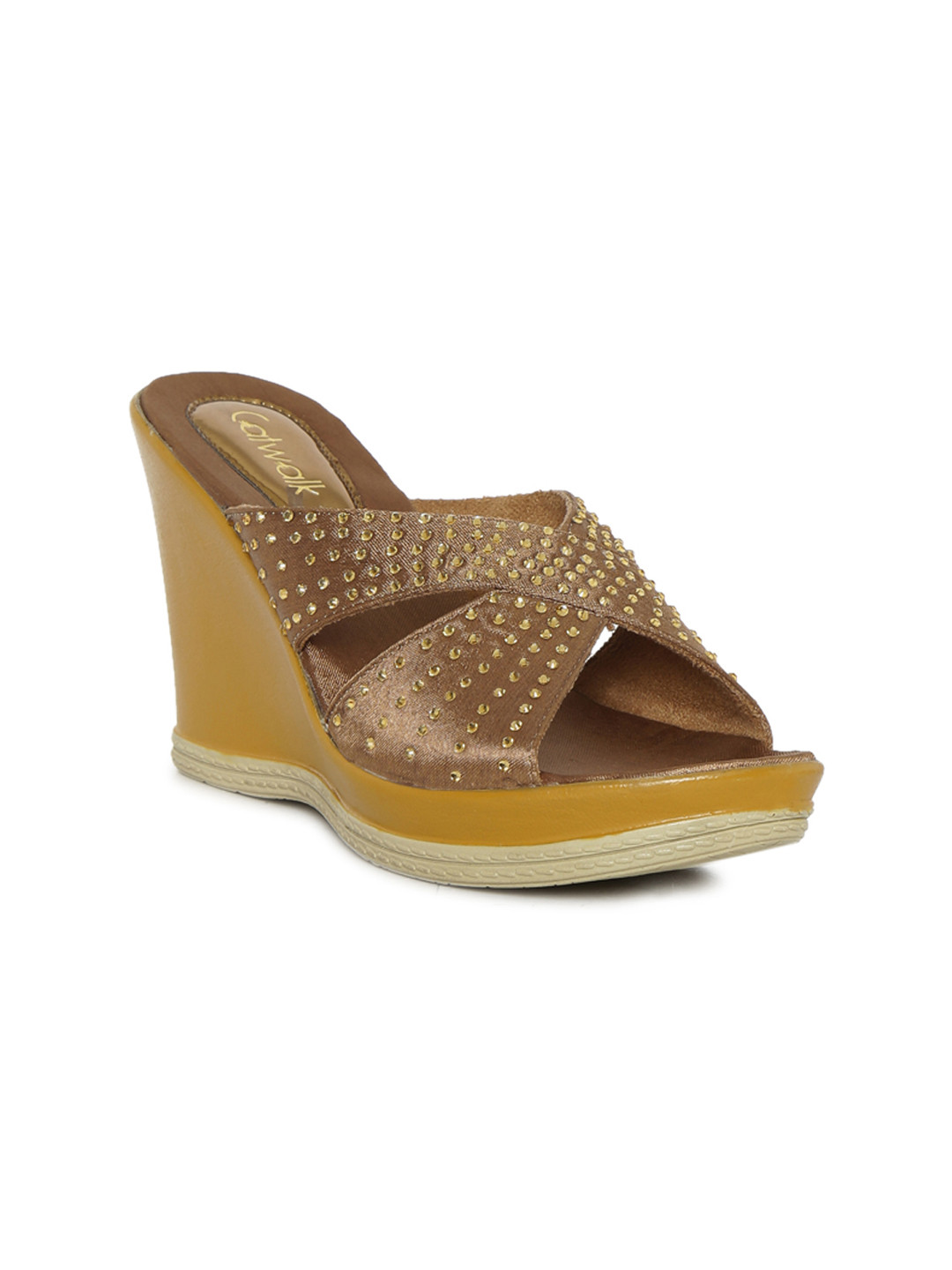 Buy Catwalk Women Brown Embellished Wedges Heels for Women 1607720