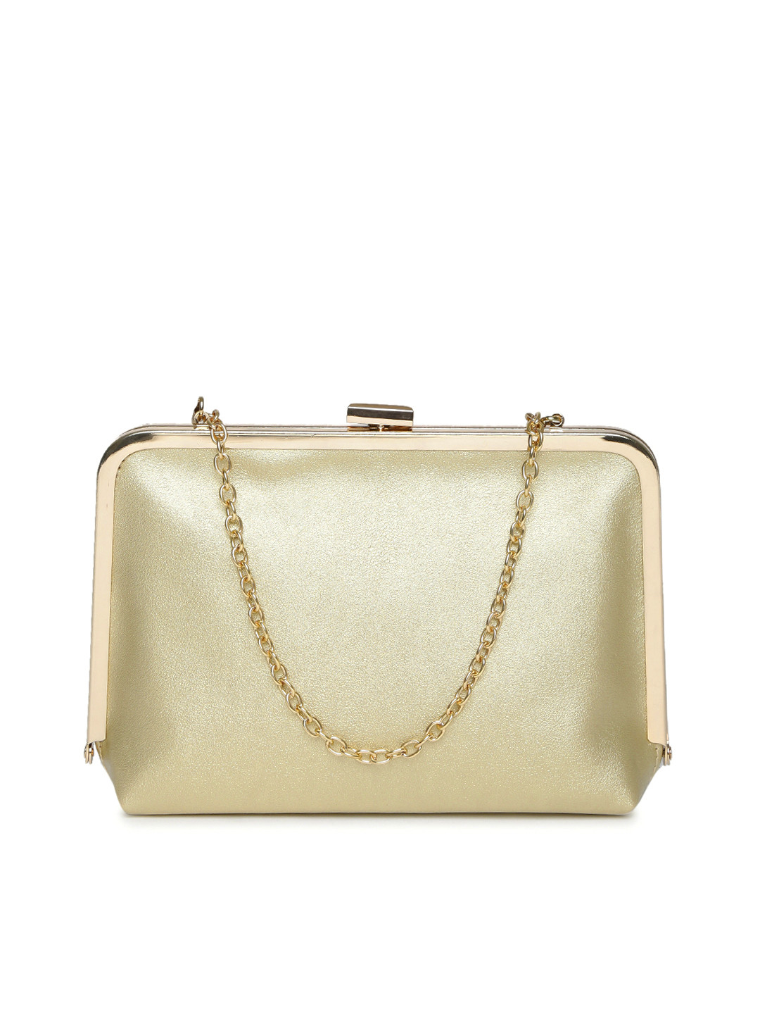 Buy Lino Perros Muted Gold Toned Clutch With Chain Strap Clutches for