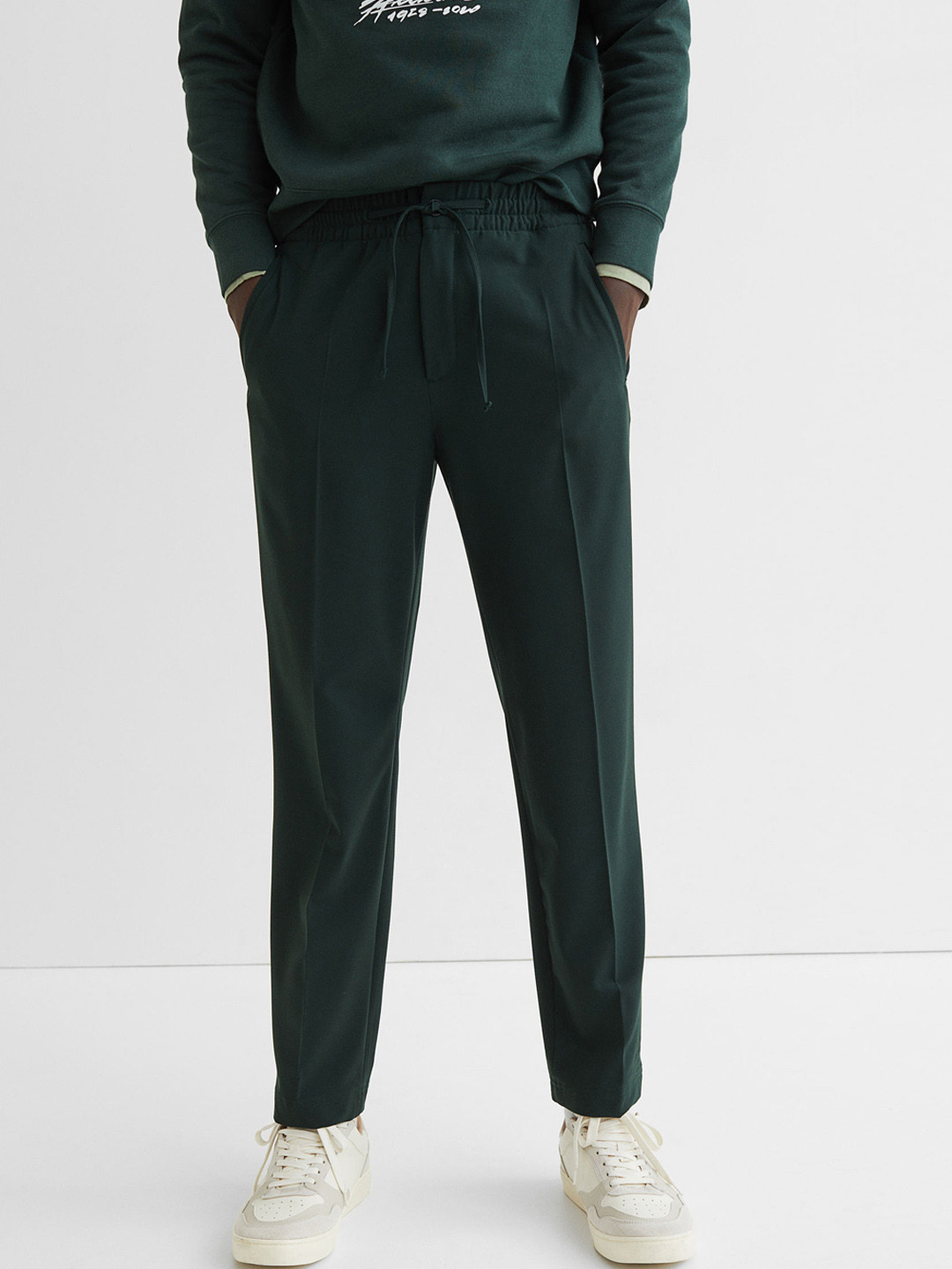 Buy H&M Men Green Solid Regular Fit Joggers Trousers for Men 16081410 Myntra