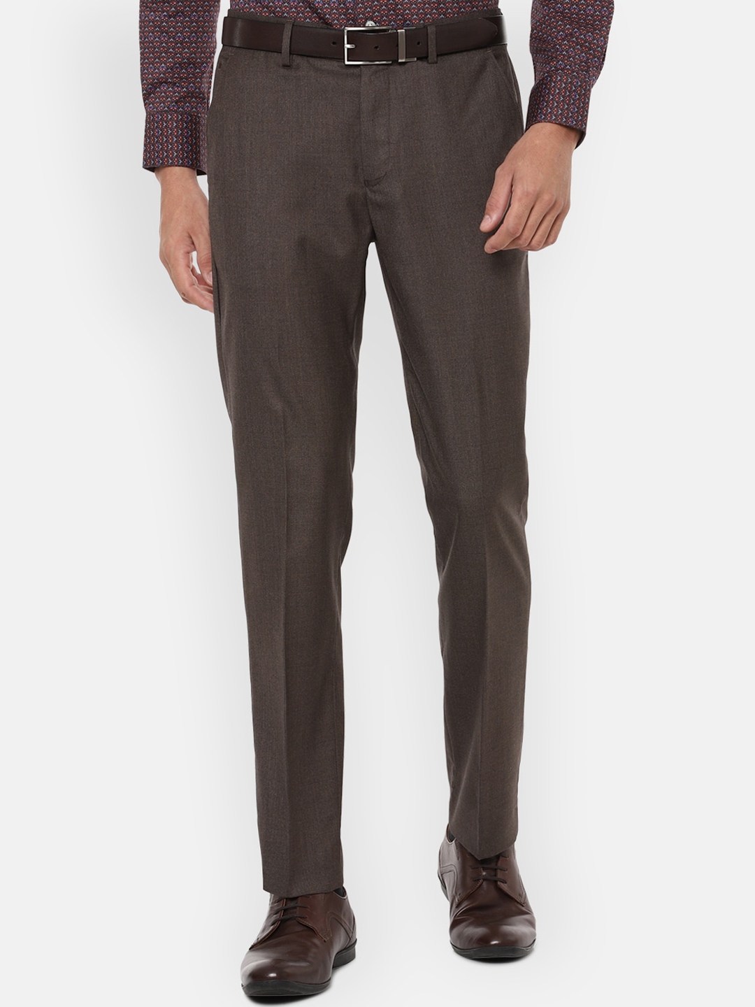 Buy Louis Philippe Men Brown Slim Fit Formal Trousers - Trousers for ...