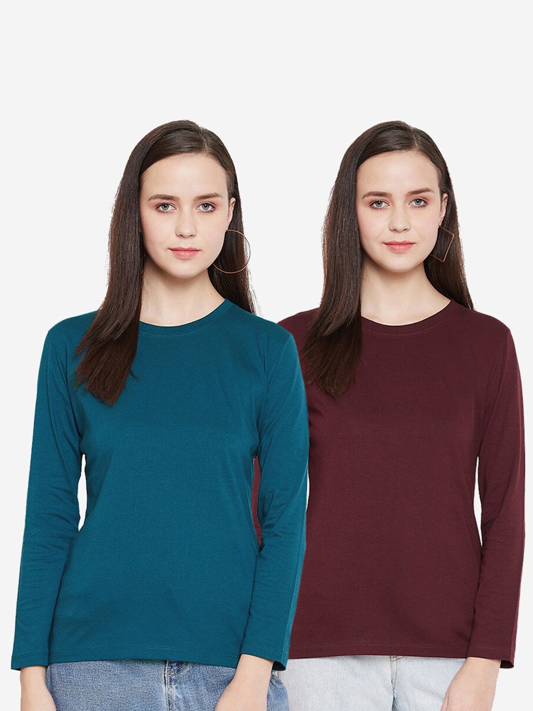 Buy Women Pack Of 2 Cotton T Shirts - Tshirts for Women 16101352 | Myntra
