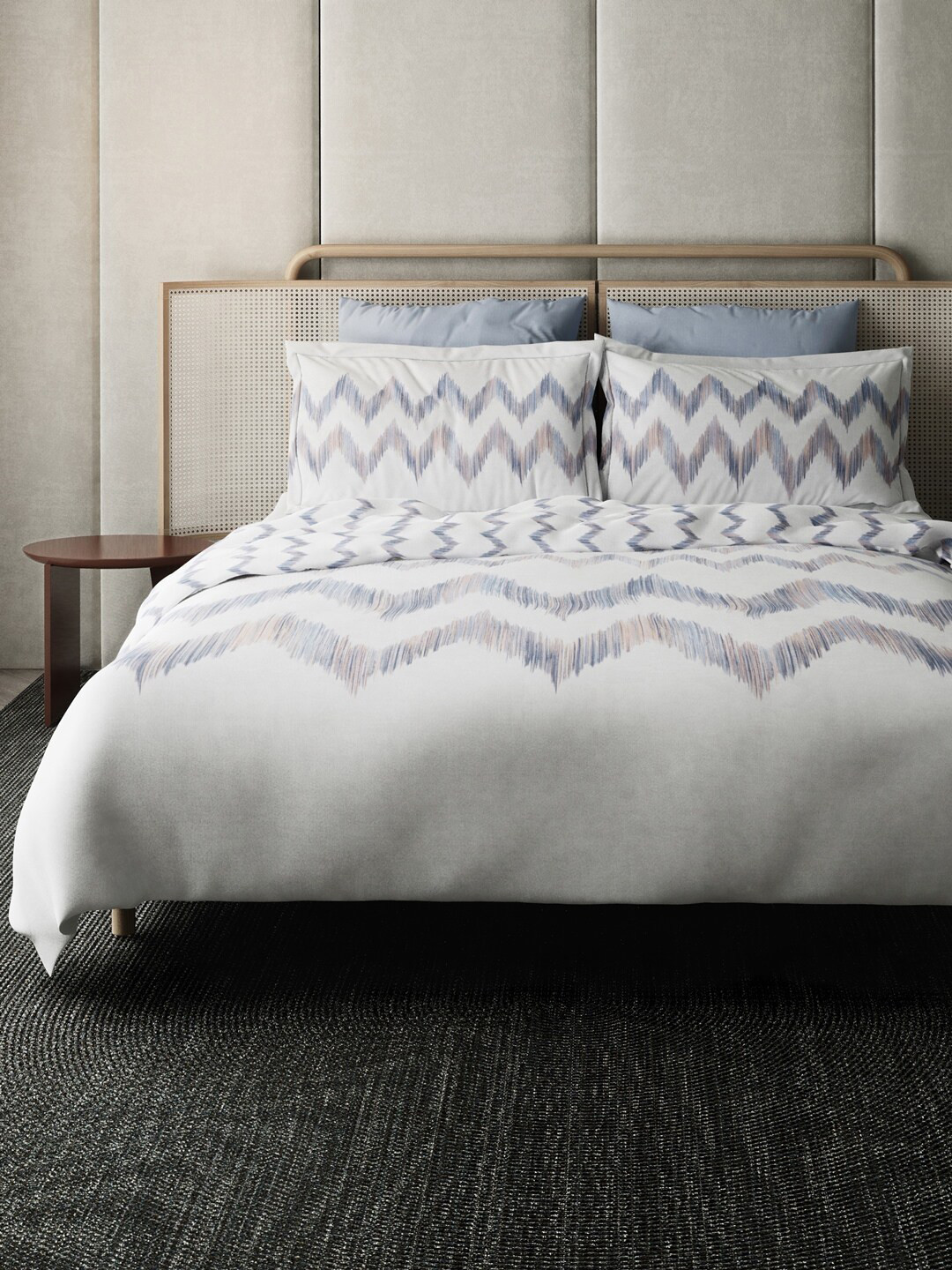 Buy DDecor Off White & Blue Geometric Mild Winter 210 GSM Single Bed