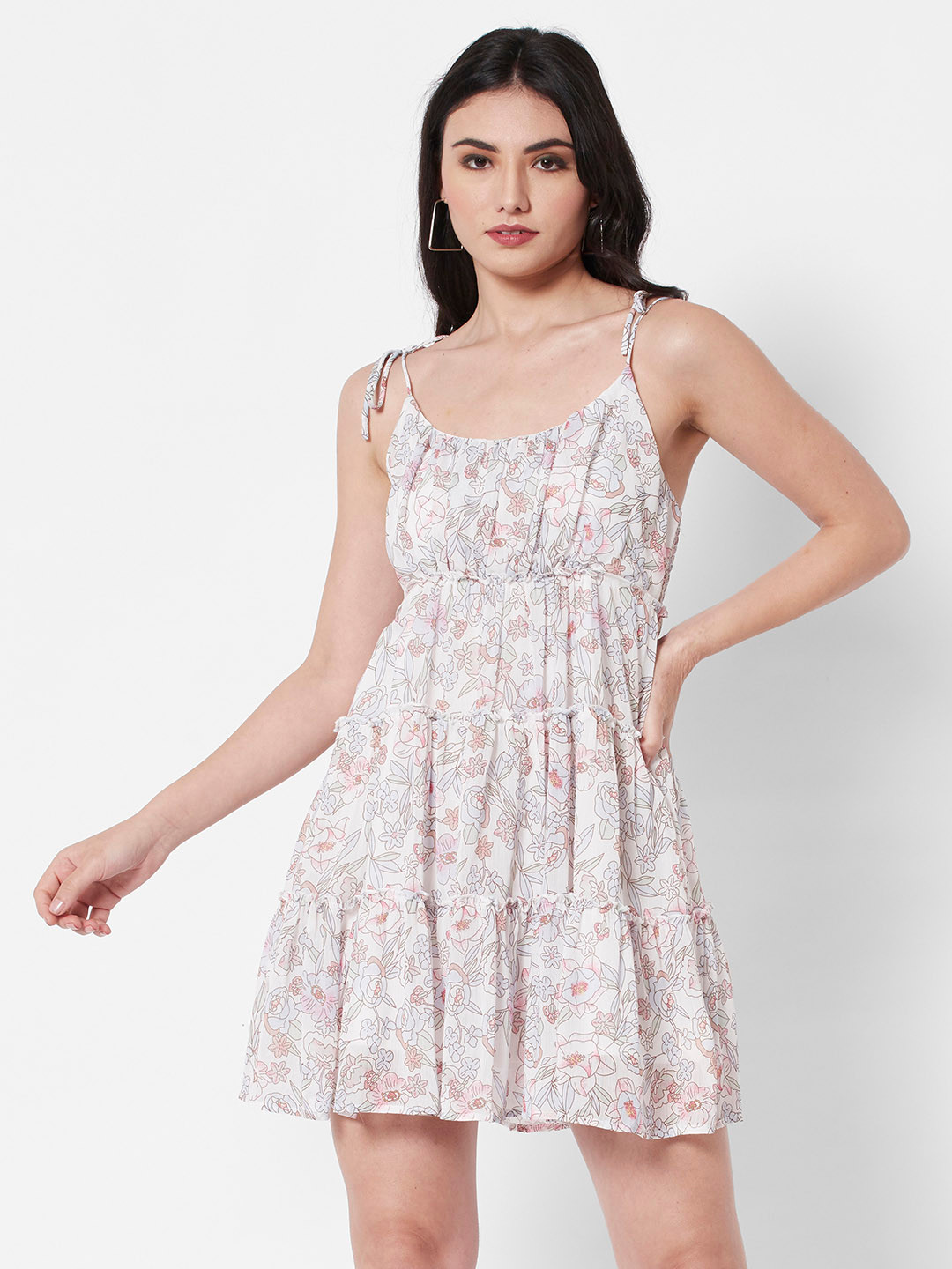 Buy URBANIC Pink Floral Printed A Line Dress Dresses for Women