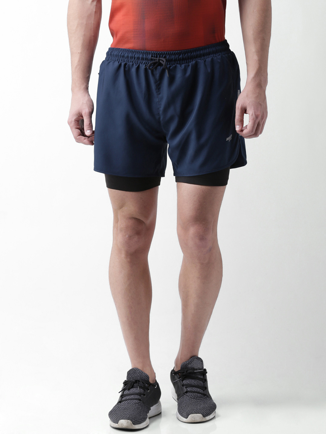 Buy 2GO Men Navy Solid Slim Fit Sports Shorts With Tights Shorts for