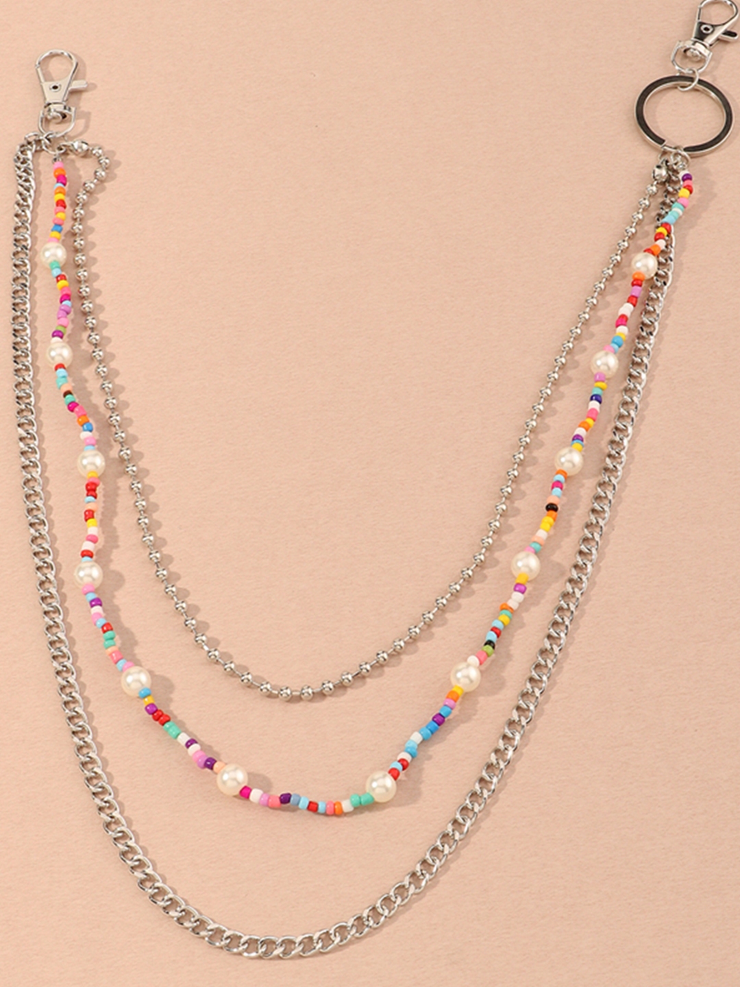 Buy URBANIC Silver Toned & Multicoloured Layered Body Chain Necklace
