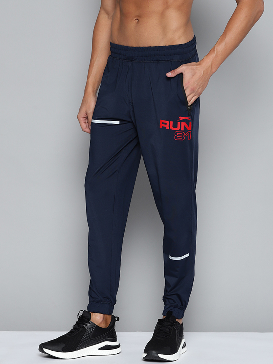 Buy Slazenger Men Navy Blue Brand Logo Printed Detail Running Joggers