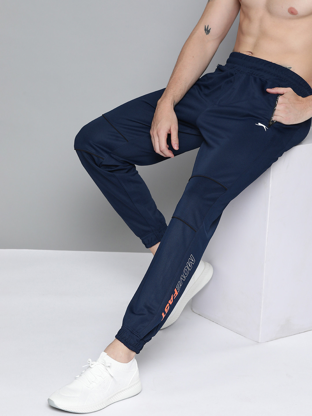 Buy Slazenger Men Navy Blue Solid Running Track Joggers Track Pants