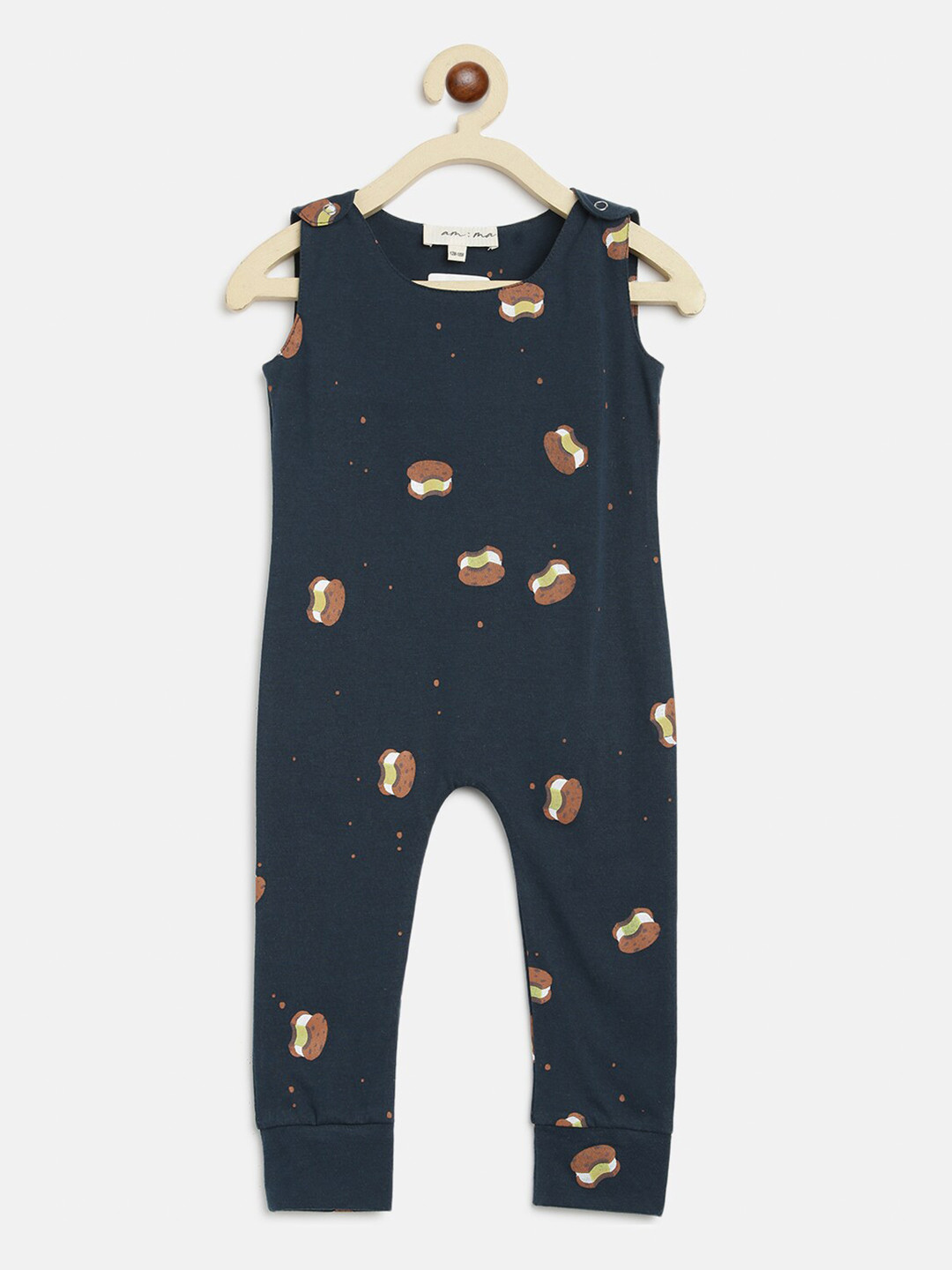 Buy Am Ma Unisex Kids Green & Brown Printed Capri Jumpsuit Jumpsuit