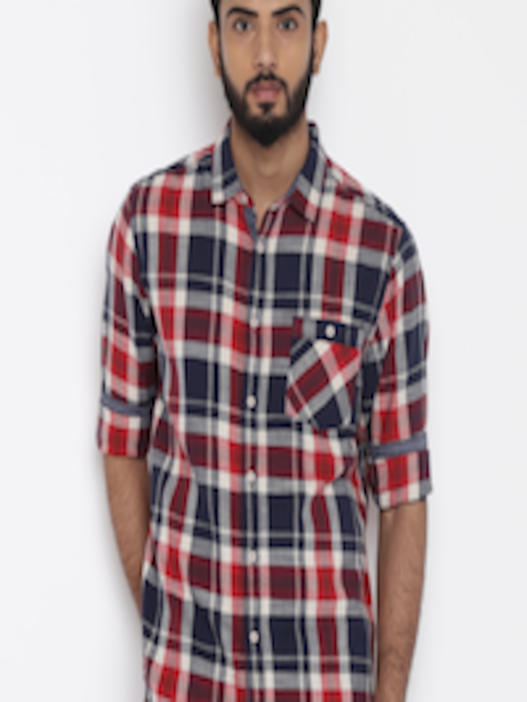 Buy SF JEANS By Pantaloons Men Red Checked Casual Shirt - Shirts for ...