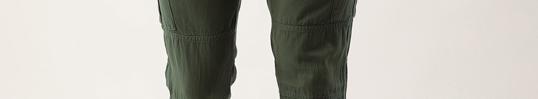 Buy IVOC Men Olive Slim Fit Pure Cotton Cargos Trousers - Trousers for ...