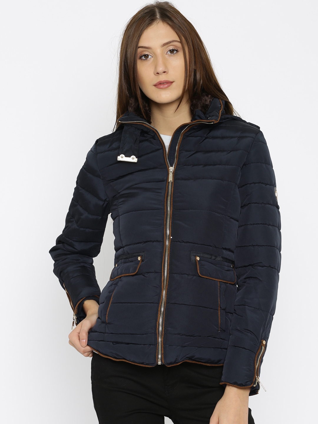 Buy ALCOTT Navy Padded Hooded Jacket - Jackets for Women 1612085 | Myntra