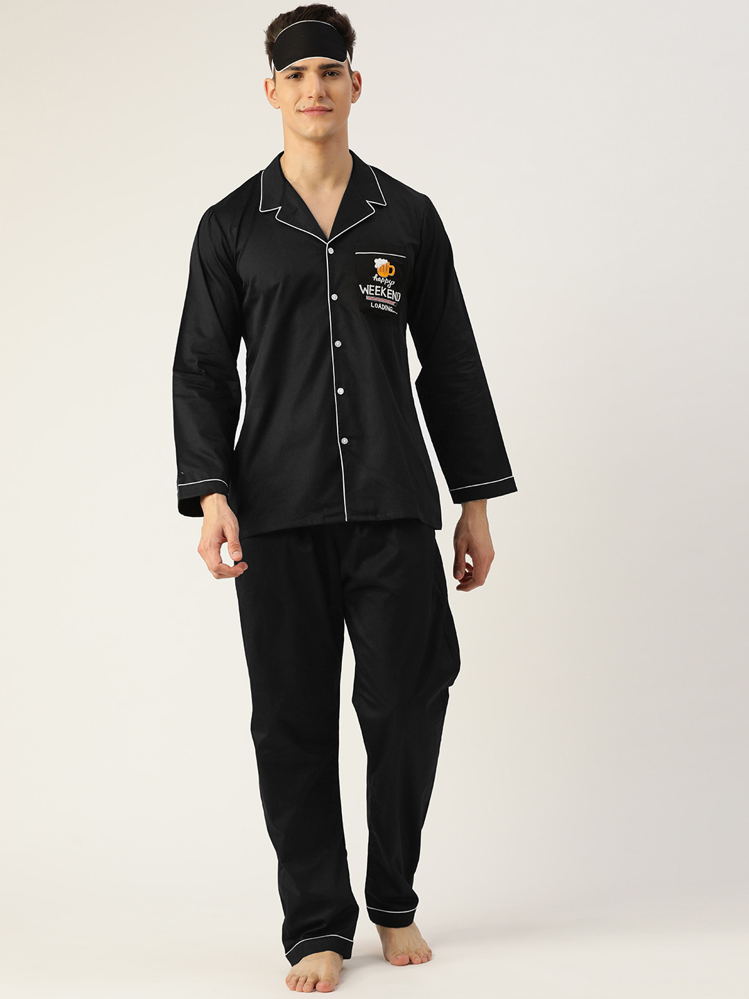 Buy Rapra The Label Men Black Pure Cotton Night Suit Night Suits for