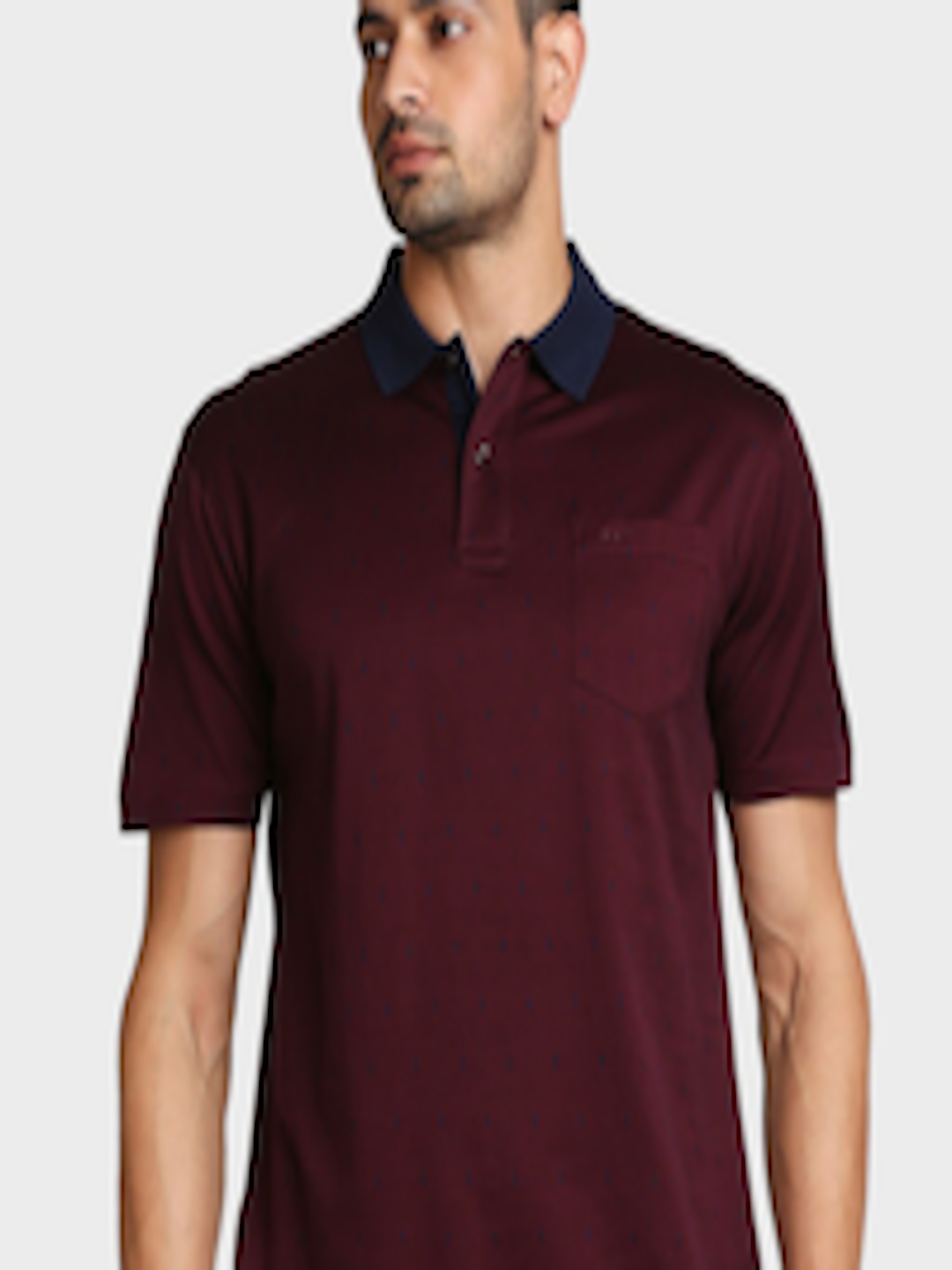 Buy ColorPlus Men Maroon Printed Polo Collar T Shirt - Tshirts for Men ...