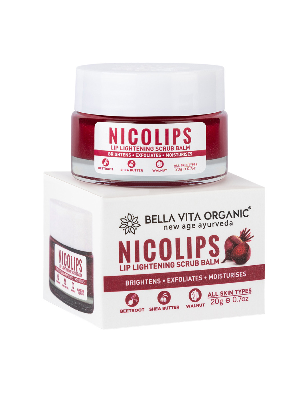 Buy Bella Vita Organic Red Beetroot NicoLips Lightening Lip Scrub 20 G
