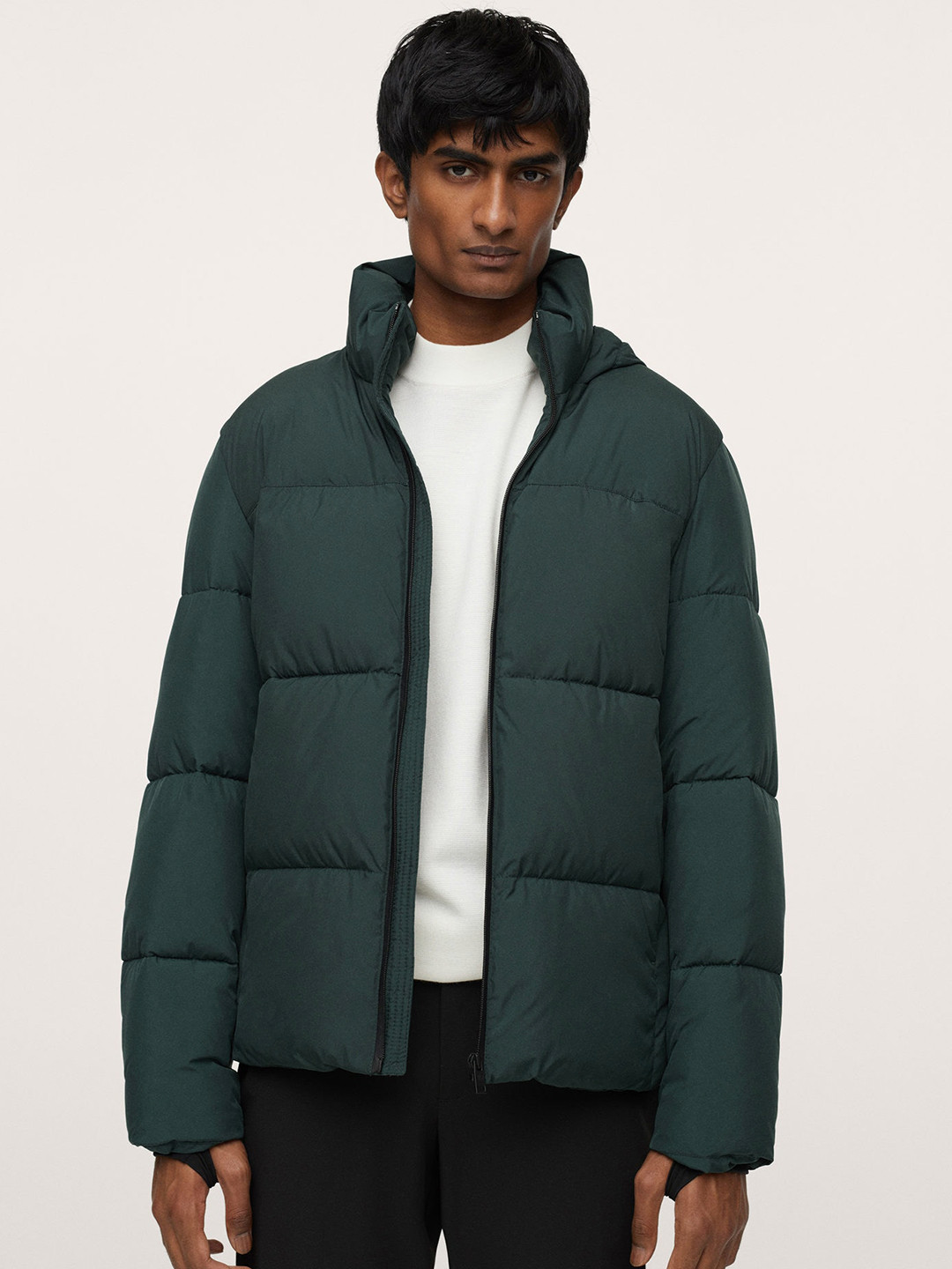 Buy MANGO MAN Men Green Solid Water Resistant Puffer Jacket Jackets