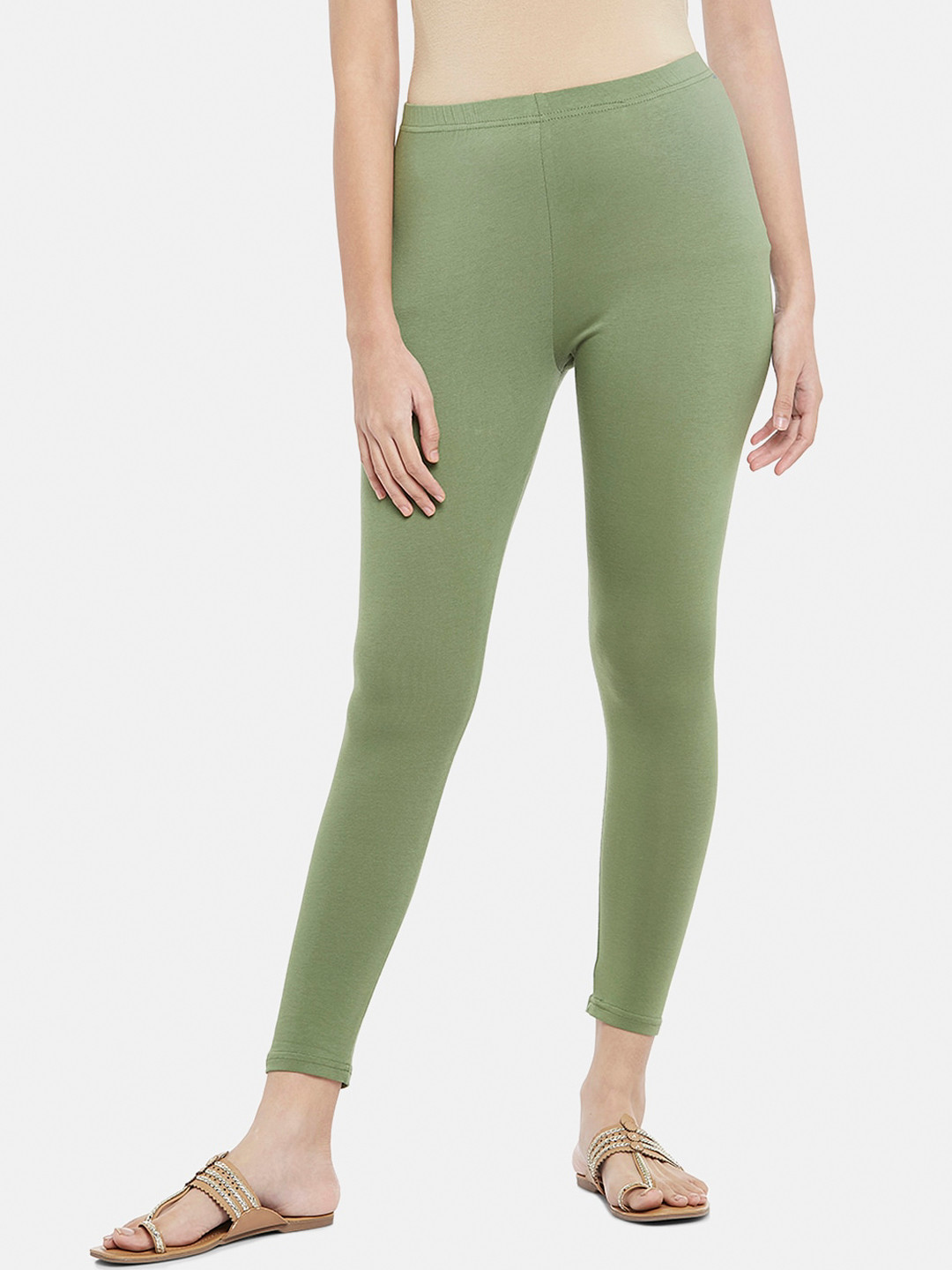 Buy RANGMANCH BY PANTALOONS Women Green Solid Ankle Length Leggings Leggings for Women