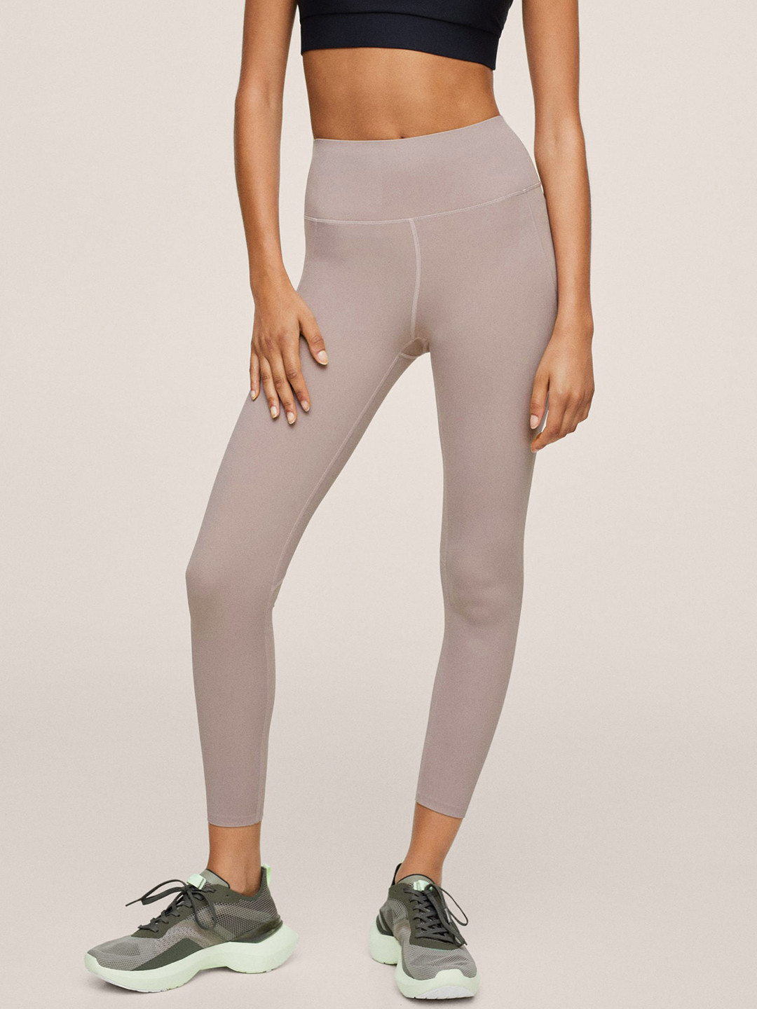 Buy MANGO Women Mauve Regular Fit Active Wear Tights Tights for Women