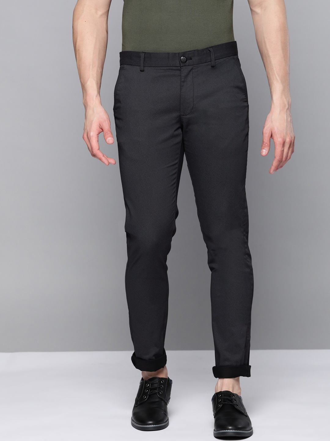 Buy Indian Terrain Men Black Slim Fit Chinos Trousers - Trousers for ...