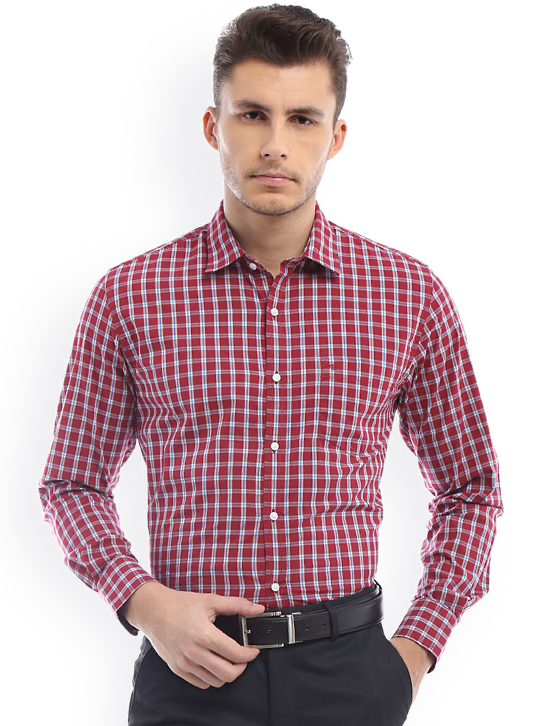 Buy Peter England Men Red Slim Fit Checked Semiformal Shirt - Shirts for Men 1614555 | Myntra