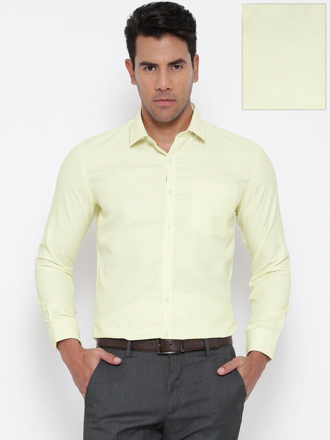 Buy John Miller Men Yellow Slim Fit Solid Formal Shirt Shirts for Men