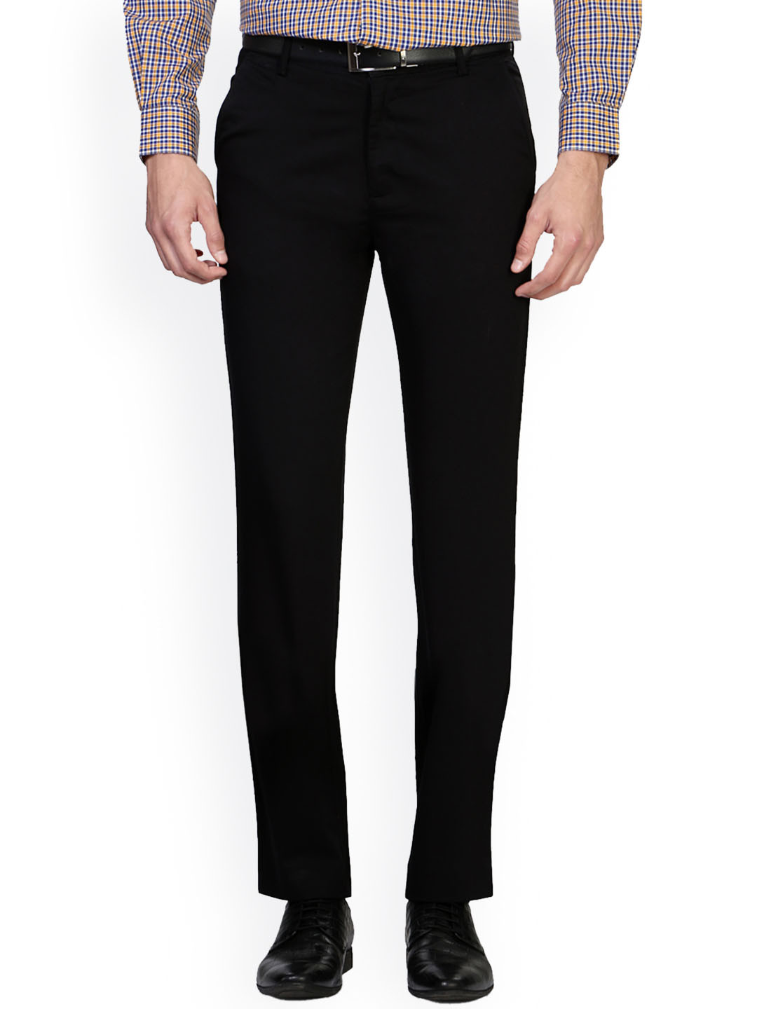 Buy Peter England Black Slim Fit Formal Trousers Trousers for Men