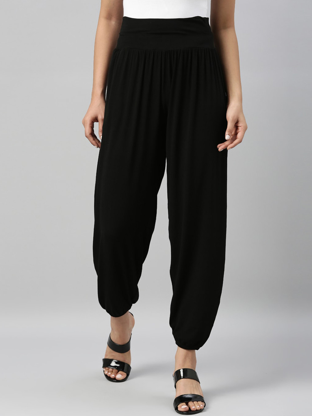 Buy Go Colors Women Black Solid Loose Fit Harem Pants Harem Pants for