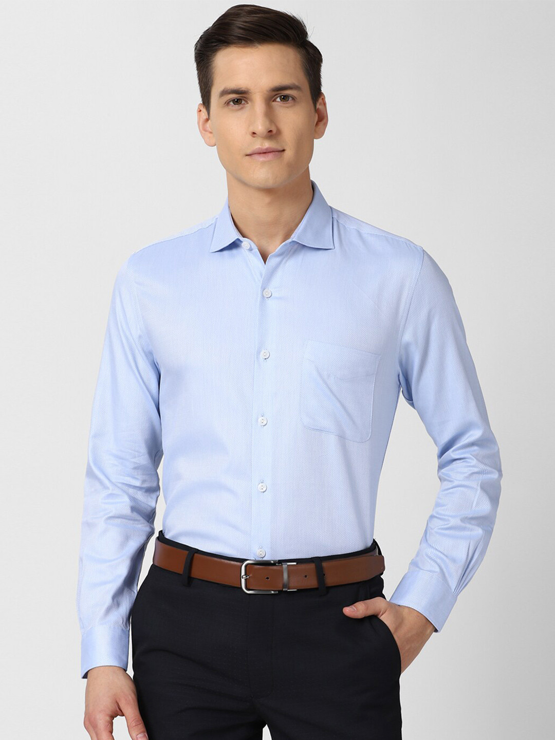 Buy Peter England Elite Men Blue Slim Fit Opaque Formal Shirt - Shirts ...